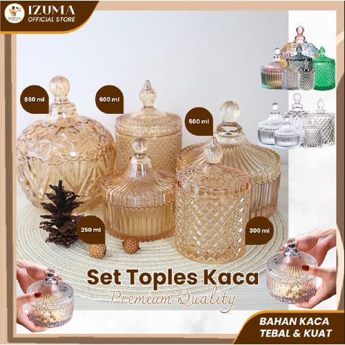 IZUMA (SET ISI 3PCS) Toples Kaca Crystal Lebaran Souvenir Snack Jar