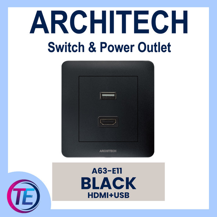 ARCHITECH A63-E011 BLACK SERIES STOP KONTAK HDMI+USB ARCHITECH INFINITY BLACK