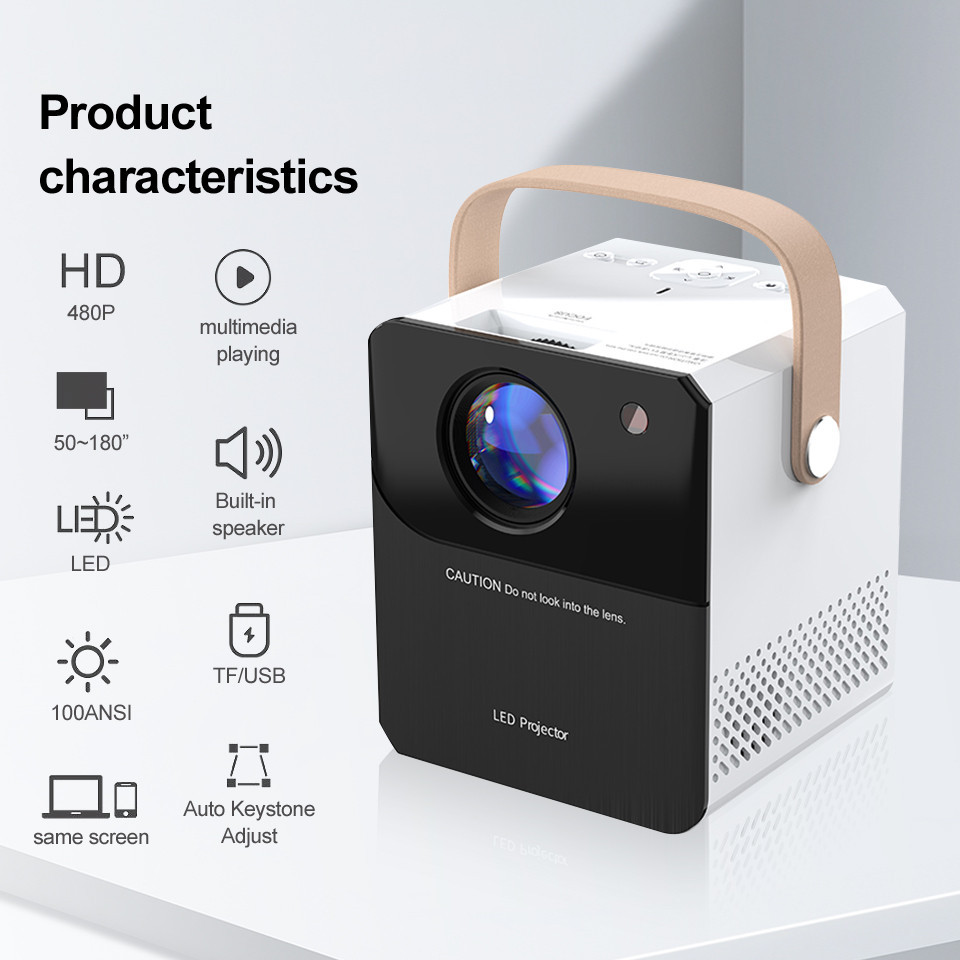 5G WiFi Projector Auto Keystone Adjust Latest Dust-Proof Portable Projector, Outdoor Projector for i