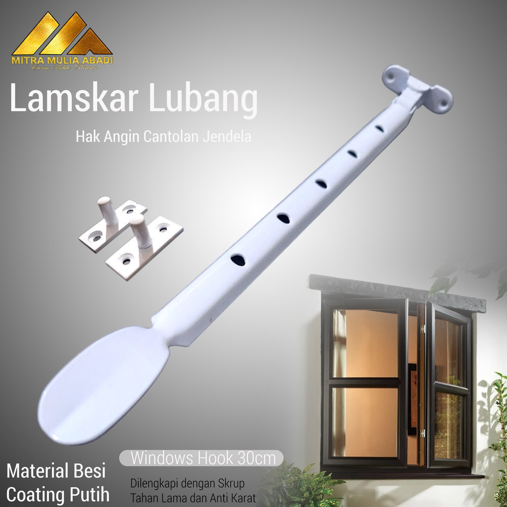 Ramskar Lubang Putih Lamskar Penahan Jendela / Hak Angin Sendok 30 cm