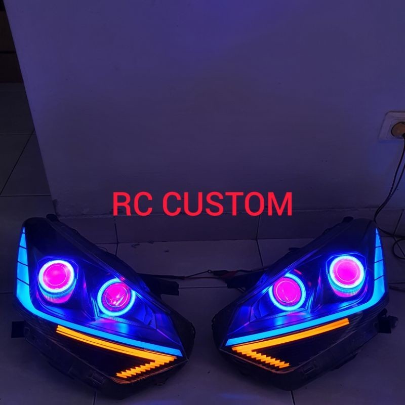 paket headlamp agya ayla facelift custom projector dan lazy eyes agya ayla 1200