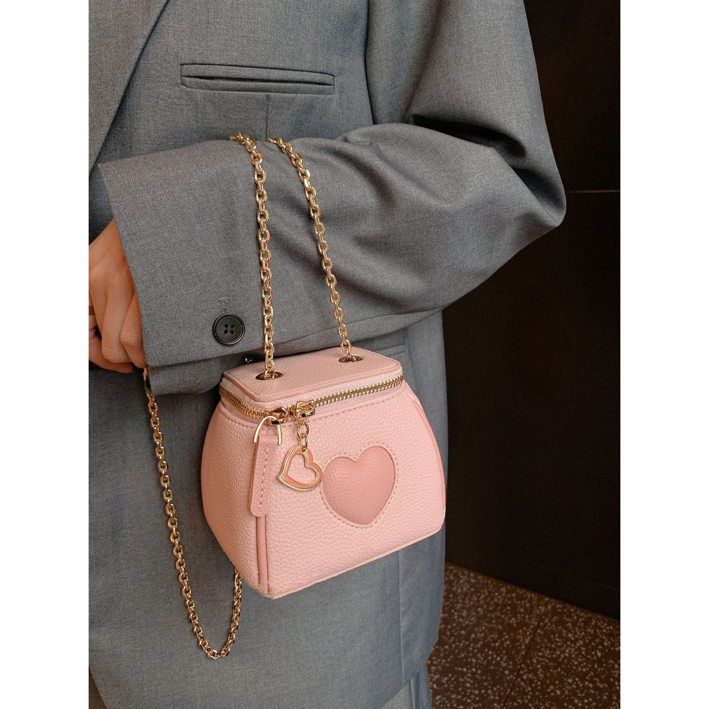 Bag Tas Cinta Merah Muda Anak Perempuan Musim Semi Baru Rantai Mini Tas Persegi Kecil Tas Selempang 