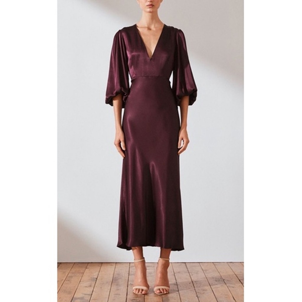 Lebaran Dress Satin V neck Muslim Dress Zaina Dress satin dress Briedsmaid Outfit Kondangan DRS C013