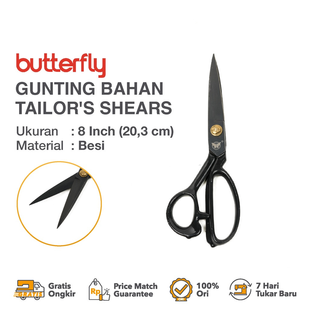 

Gunting Potong Bahan Kain Butterfly Original 8in 8inch 8 Inch Gunting Tailor Mesin Jahit