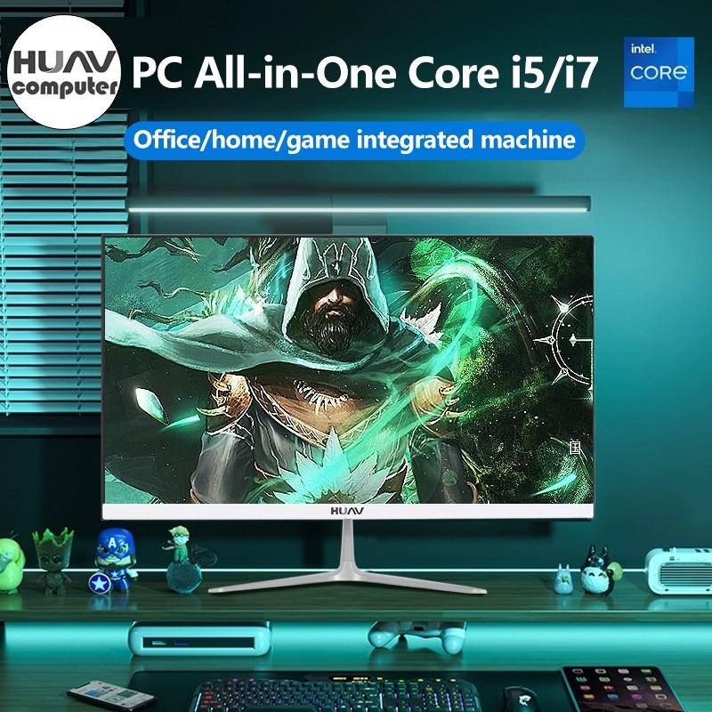 Huav Intel Prosesor Core i5/i7 gaming Komputer Full Set PC All-in-One, Full HD 22/24 Inci Pilihan, RAM 8G, SSD 256G, Bluetooth, Wifi, USB, HDMI, VGA, Untuk Rumah, Belajar, Kantor, gaming dan Hiburan, Gratis Mouse + Keyboard