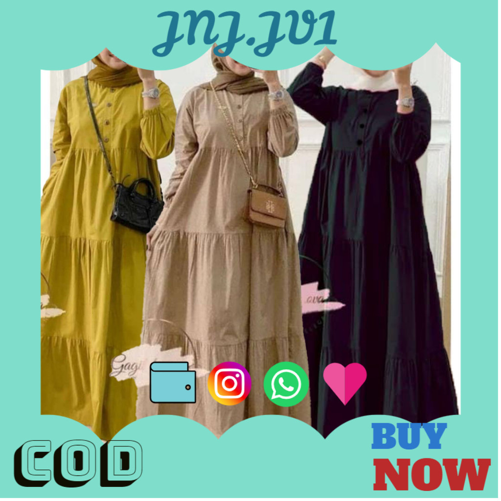 5.5 BIG SALE Kirania Midi Dress M L XL XXL (JUMBO) Gamis Rayon Adem Murah Gamis Baju Muslim Wanita k