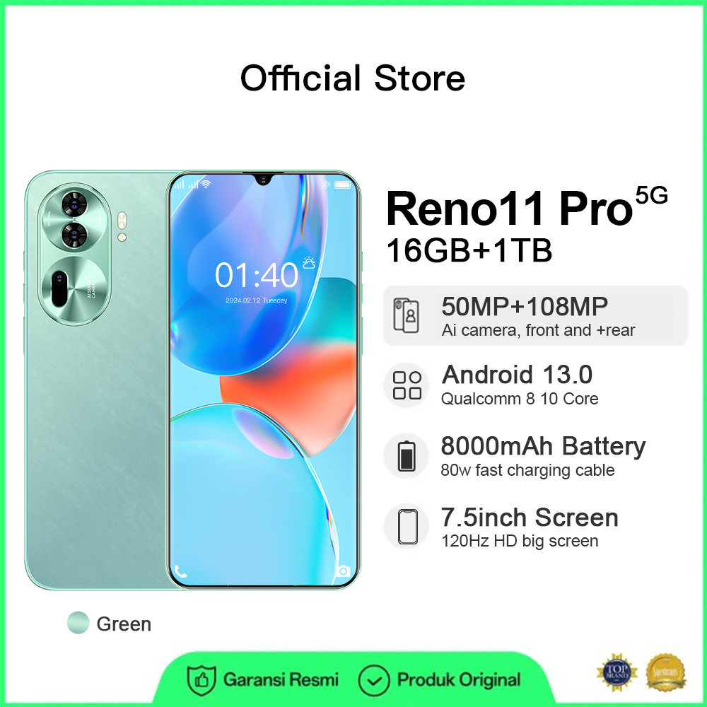 【NEW  HP】HP Termurah Reno11 Pro hp Baru 7.5inci layar penuh Asli Original Ponsel 16GB+512GB hp murah