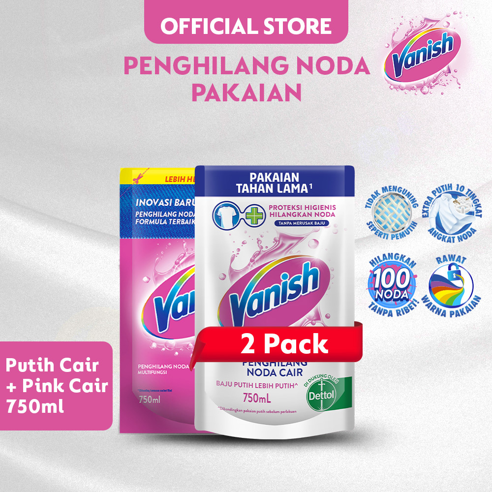 Vanish White Pouch 2 x 750 mL + Vanish Pink 750 mL