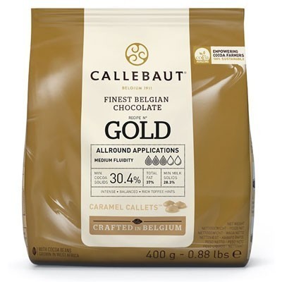 

Callebaut Gold Caramel Chocolate Couveture 30.4% freshpack coklat conveture karamel 400 gr kemasan asli