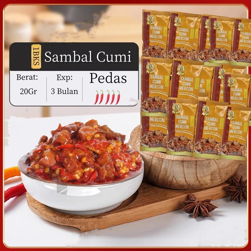 

Sambal Mercon Keliling Halal Pedas Sambel Baby Cumi Teman Nasi sama Mie Enak Rasa Pedas Sambal Sachet 20gr