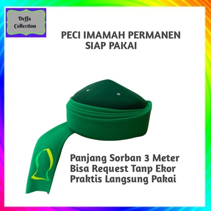 PROMO-Peci/kopiah imamah Permanen Panjang 3 Meter - Putih, no 1 / Peci Terlaris / Peci Premium / Pec