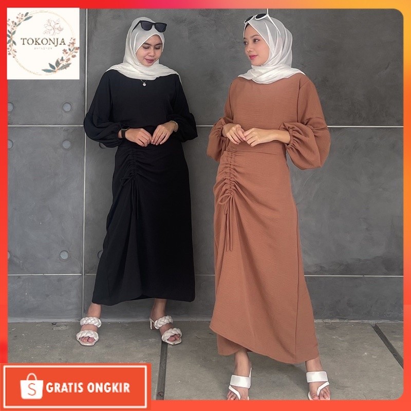 One Set Terkini / ONE SET NADIA | SET WANITA ROK SERUT & BLOUSE LENGAN BALON FASHION MUSLIM WANITA