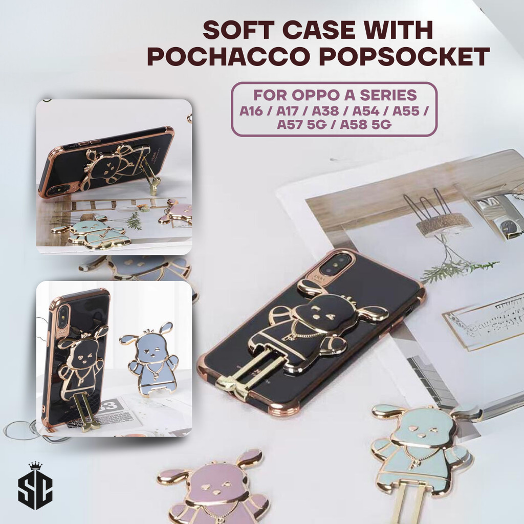 Soft Case Standing Pochacco for Oppo A16 / A17 / A38 / A54 / A55 / A57 5G / A58 5G Premium Quality P