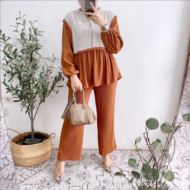 AZ.FS - RFS OOTD SETCEL WANITA KEKINIAN / TRINI SET / ONE SET 2IN1 / PAKAIAN WANITA SETELAN CANTIK /