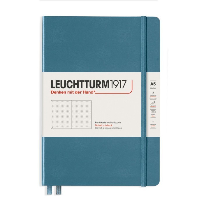 

[KUALITAS TERBAIK] LEUCHTTURM 1917 Notebook Medium A5 251p. Hardcover - Stone Blue, Dotted