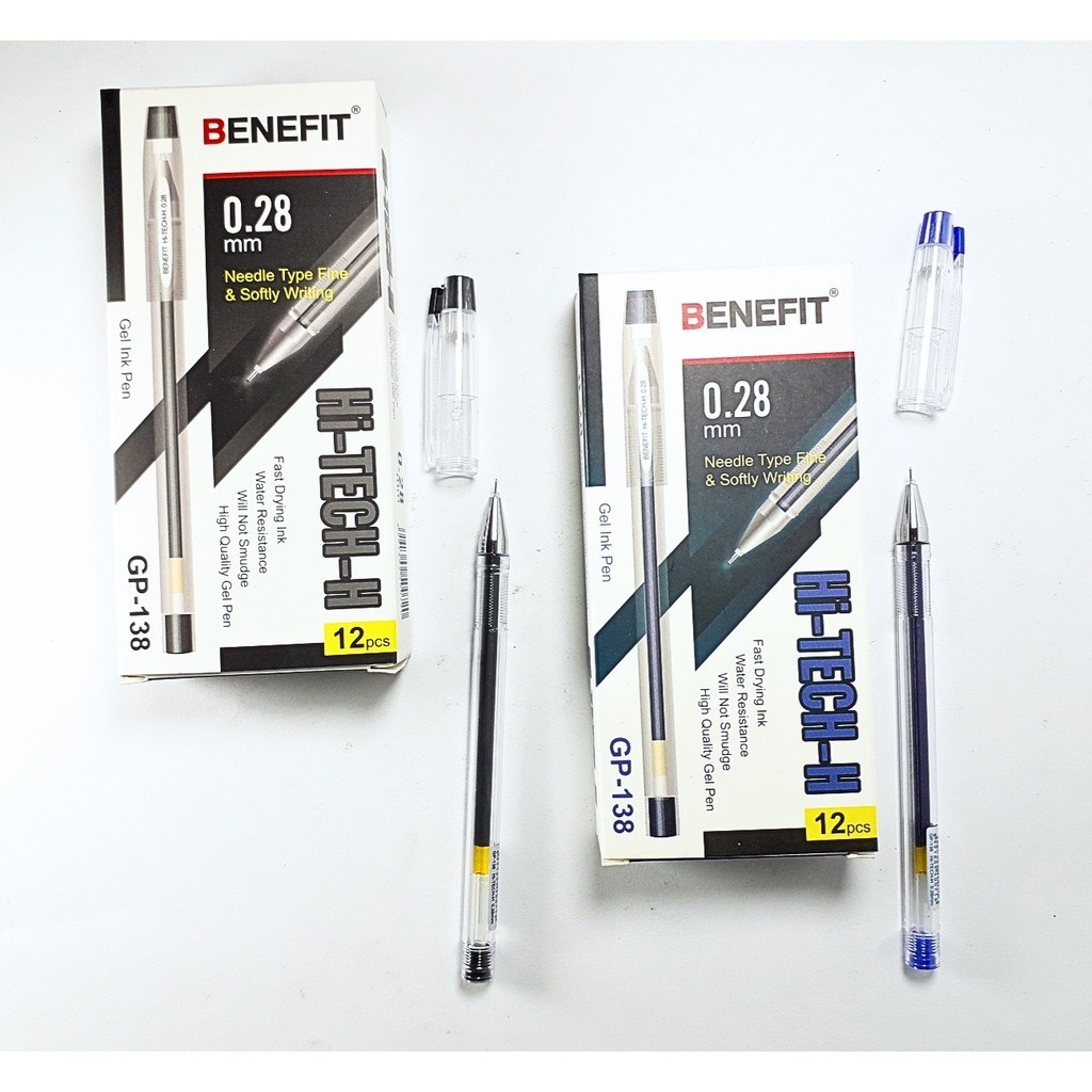 

Benefit Hi-Tech-H Pulpen (GP-138/ 0.28MM/1 Pack) / Balpen 1 Pak Tinta Biru Hitam / Perlengkapan Alat Tulis