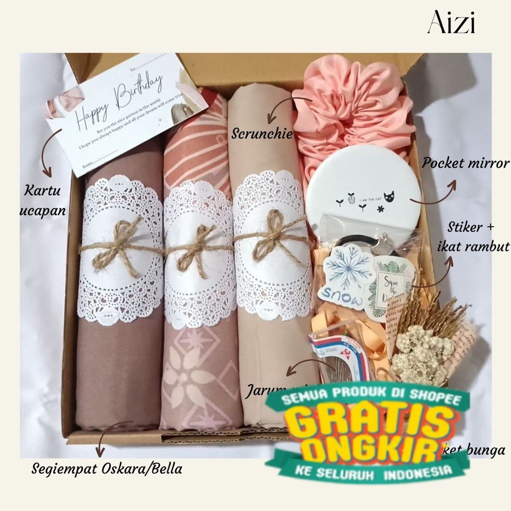 AIZI Hijab Hampers Gift Box Wisuda Ibu Guru Birthday Wedding Hampers Idul Fitri Eid Giftbox Ramadhan