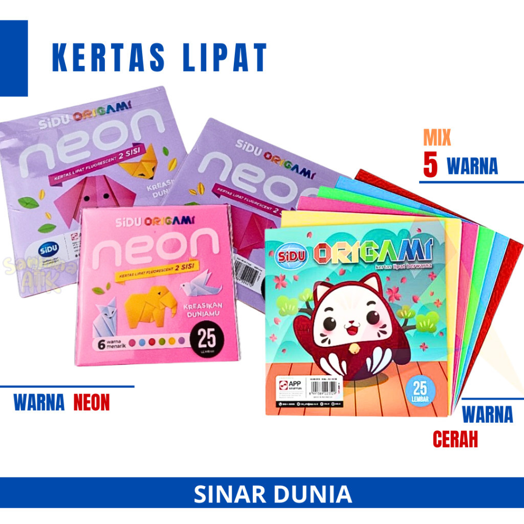 

Origami / Kertas Lipat 12X12 14x14 16x16 Sinar Dunia SIDU isi 25 Lembar