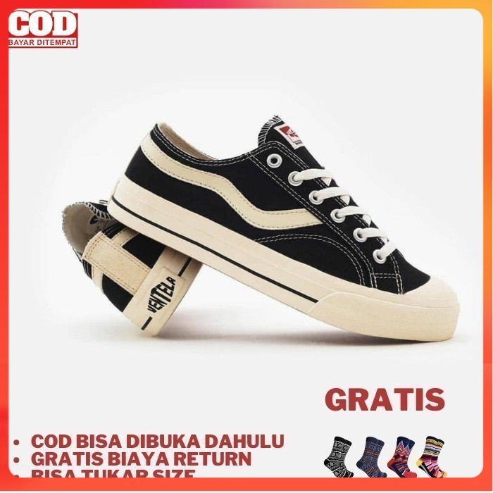 (Bonus Kaos Kaki Skate Oldschool) Sepatu Ventela Original 100% Sneakers Pria Vantela New Public Low 