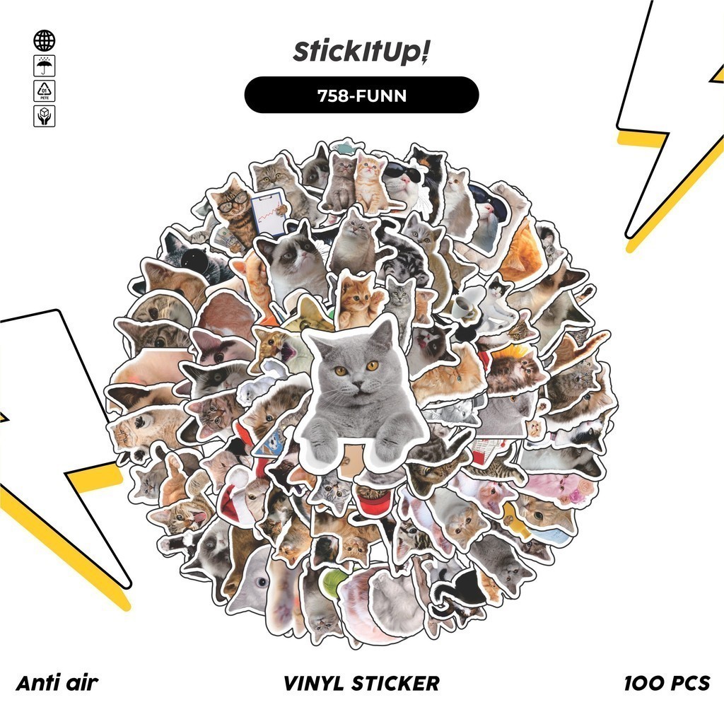 

COD✨ 100 Pcs Stiker Kucing V2 Lucu Anti Air Untuk Dekorasi Notebook Sepeda Skateboard Handphone DIY