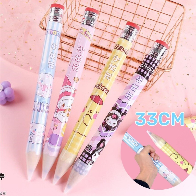

33CM Pensil Jumbo Sanrio Pensil Besar Cinnamorol Melody Kuromi Pompurin JunDW