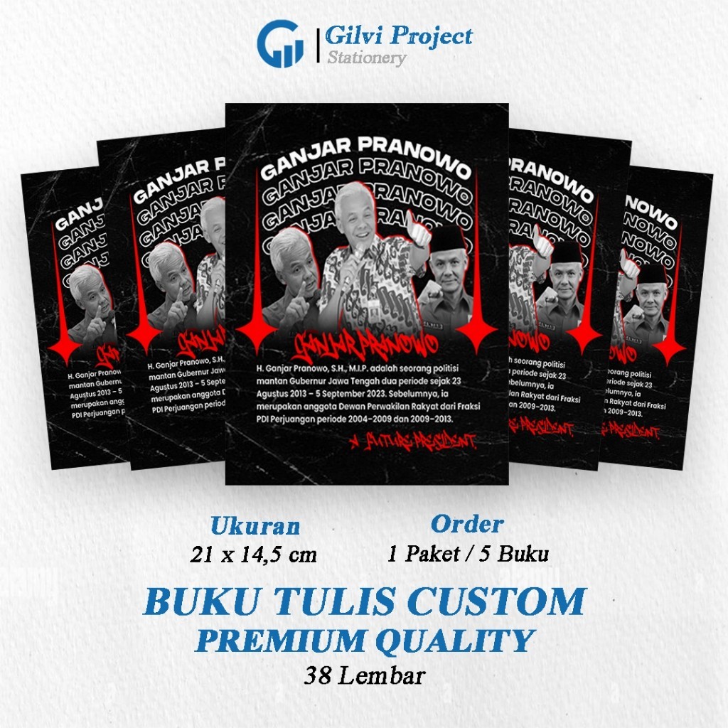 

Buku Tulis Sekolah Custom GANJAR PRANOWO Bergaris 38 Lembar 1 Pak Isi 5 Buku/ Buku Tulis Anime/ Buku Aesthetic/ Buku Catatan