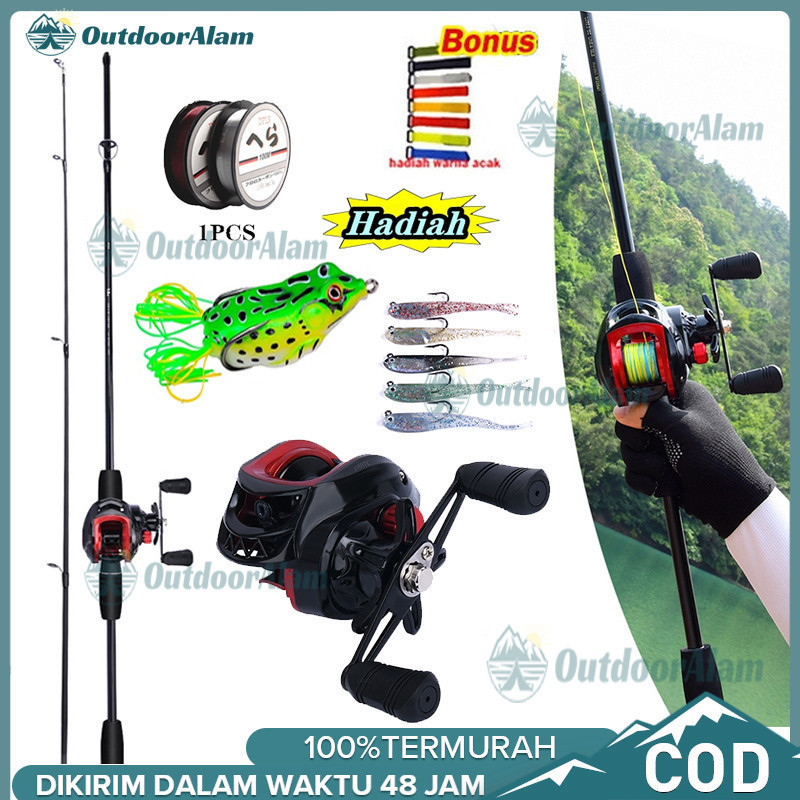 dopemani - paket pancing lengkap reel baitcasting carbon fiber joran 1.65m 1.8m 2.1m murah kuat