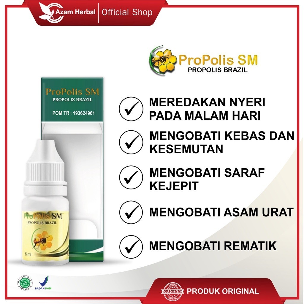 Obat Tetes Herbal Asam Urat Rematik Encok Saraf Kejepit Propolis SM Propolis Brazil 100% Asli Origin