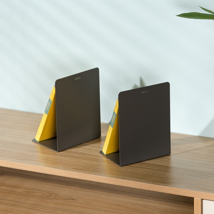 

[KUALITAS TETBAIK] Deli E9262 Book End/Penahan Buku-Metal Book End 190mm - Abu-abu