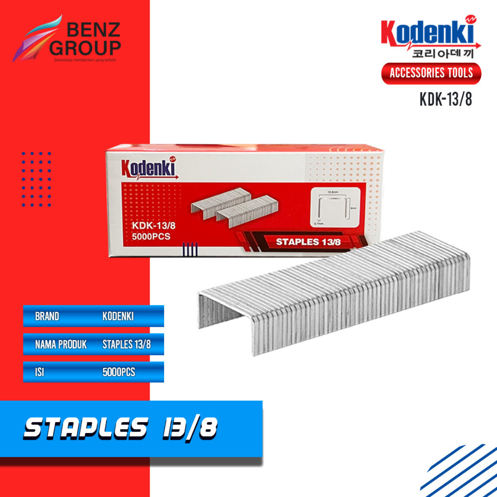 

Kodenki Isi Staples 13/8 R23 Isi Refill Hekter Stapler Gun Tacker 8MM - Anak Hekter Stepler Gun Tangan Tembak Manual 13 8MM 5000pcs - Isi Staples Gun Stepler Steples Stapler Tembak Hekter 8mm 8 mm R23 Isi Refill Gun Rapide Rapid