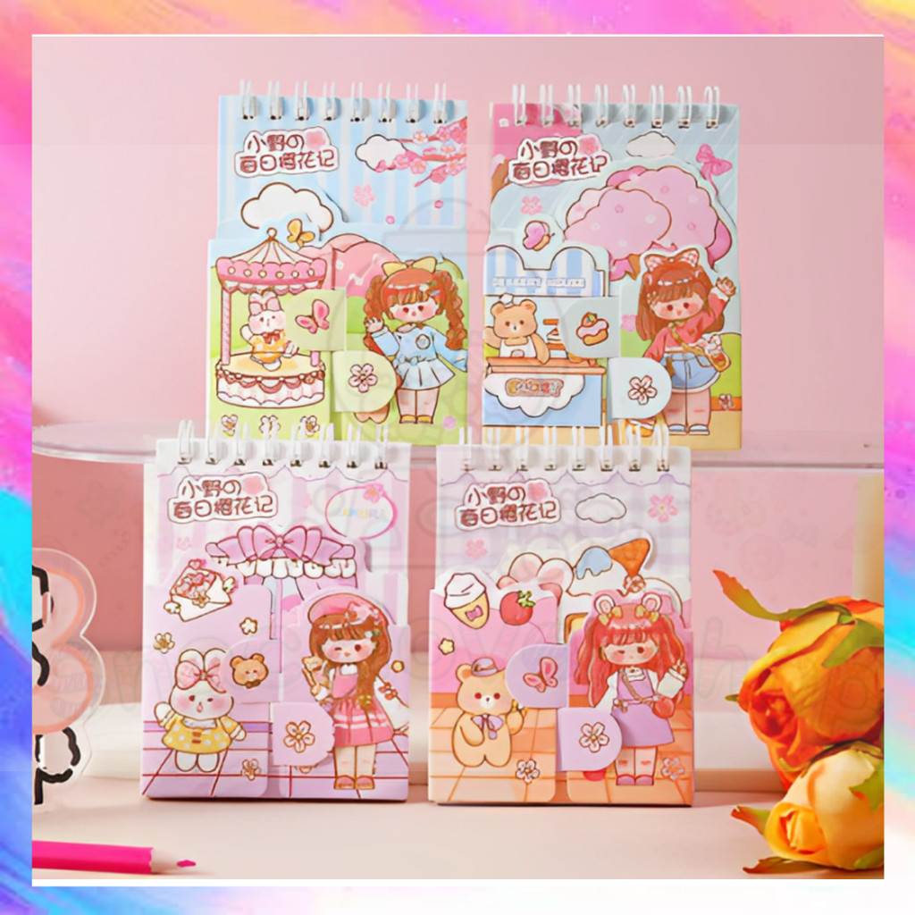 

Notebook Ring Atas Motif Memo Kecil A7 Spiral isi 70 Lembar Cover Lipat Girl Rabbit