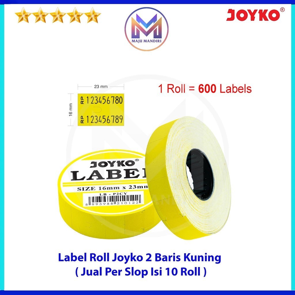 

Kertas Label Rol Joyko 2 Baris Kuning LB-P2CY / Reffil Kertas MX 6600a