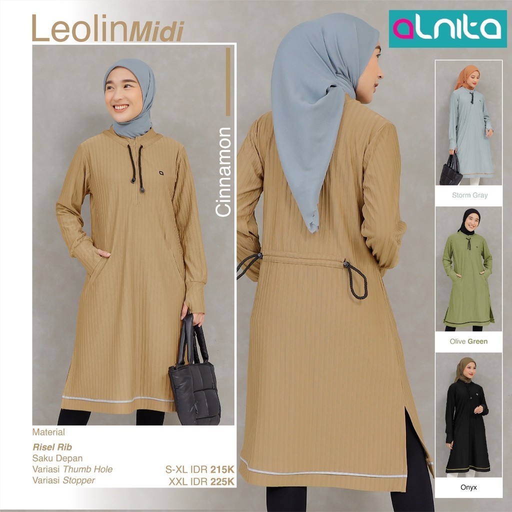 Leolin Midi TUNIK ALNITA | midi dress remaja | atasan tunik bahan kaos