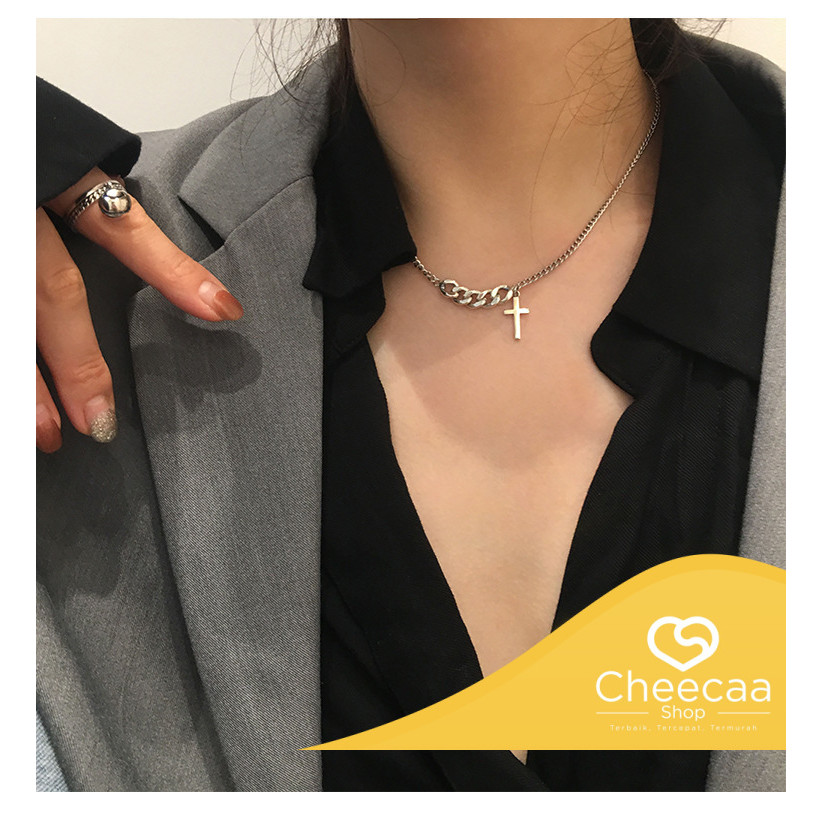CC (ACC165) Kalung Salib Rantai Vintage Cross untuk Pria Wanita Kalung Liontin Aksesories Korean Fas