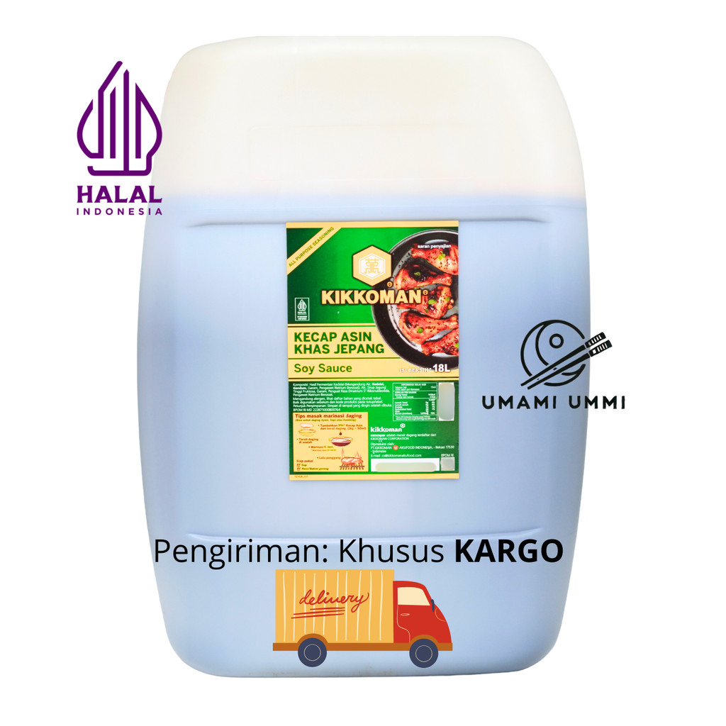 

KIKKOMAN Soy Sauce (KHUSUS KARGO) Kecap Asin Khas Jepang All Purpose Seasoning 18 Liter Jerigen Halal