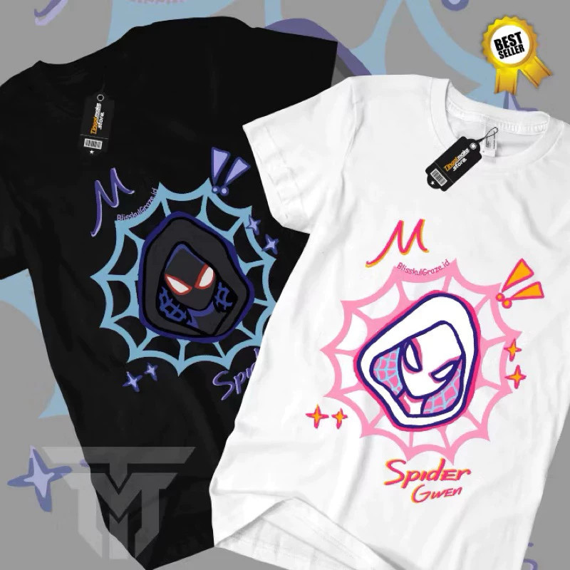 Baju Couple Spider Gwen & Miles Z3 Kaos Anak | Couple Spiderman | Tshirt Couple | Kaos Couple Pasang