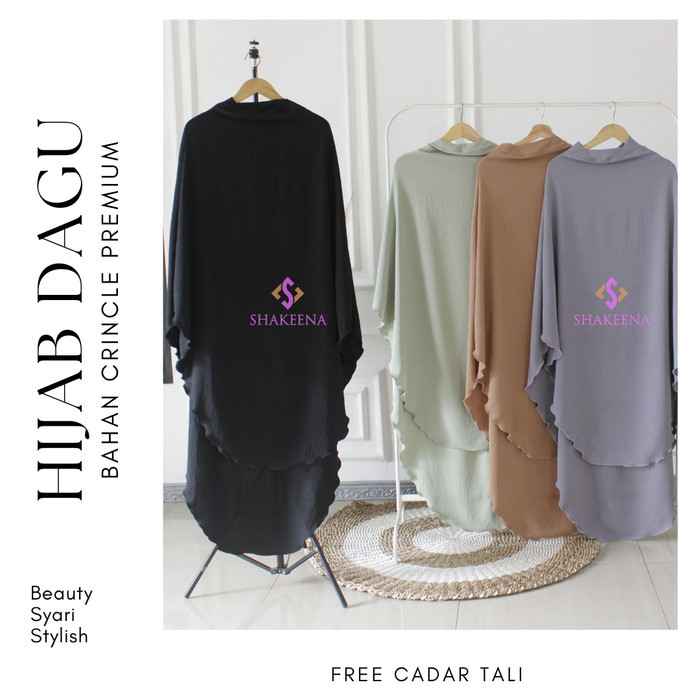 Long Hijab Dagu malaysia terbaru- Khimar dagu jumbo syari - HijauBotol