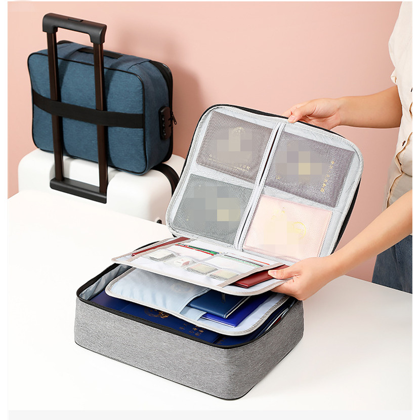 

Large Capacity Multi-Layer Document Tickets Storage Bag with lock Certificate File Organizer Case Home Travel Passport Briefcase