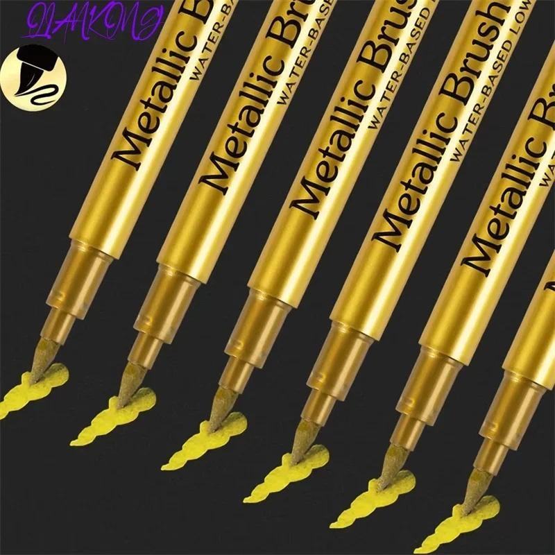 

Brush Metallic Paint Marker Pens Gold Silver Color Permanent Art Marker For Manga Crafts Scrapbooking Stationery Supplies