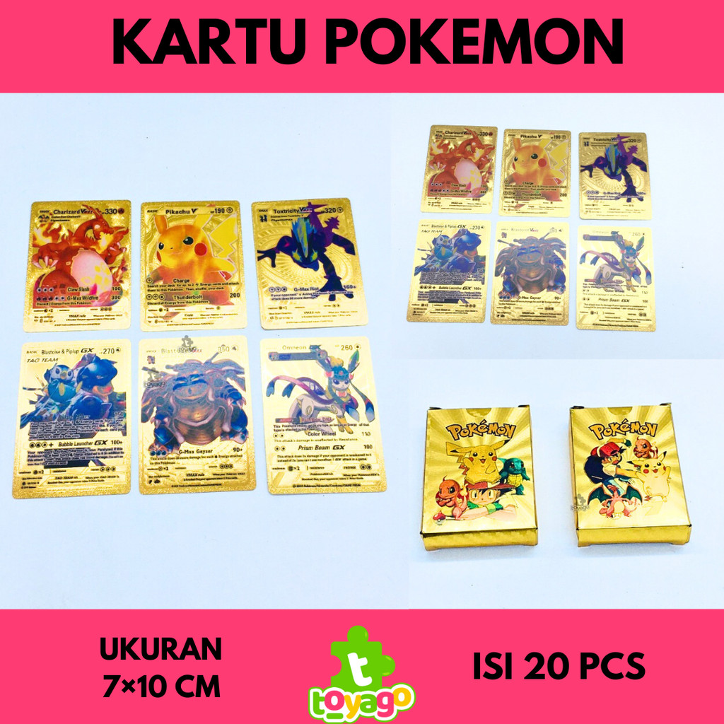 55 Pcs Kartu Pokemon Gold pokemon charizard koleksi kartu grosir murah