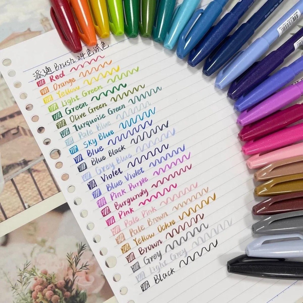 

1pc New Color Pentel Brush Sign Pens Fude Touch Pen Flexible Tip 30 Colors Available SES15C Pastel Colour Art Supplies
