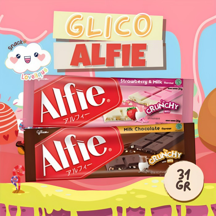 

Cokelat Alfie Milk Choco dan Strawberry 31 gram adalah produk cokelat susu yang dikemas dalam sachet dengan berat 31 gram.