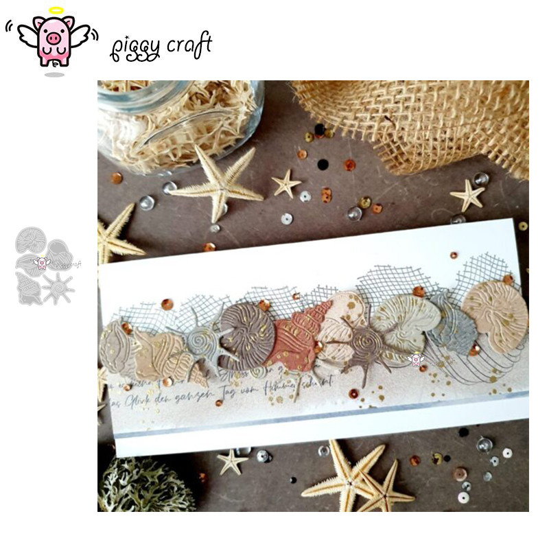 

Piggy Craft metal cutting dies cut die mold Conch starfish decoration Scrapbook paper craft knife mould blade punch stencils die