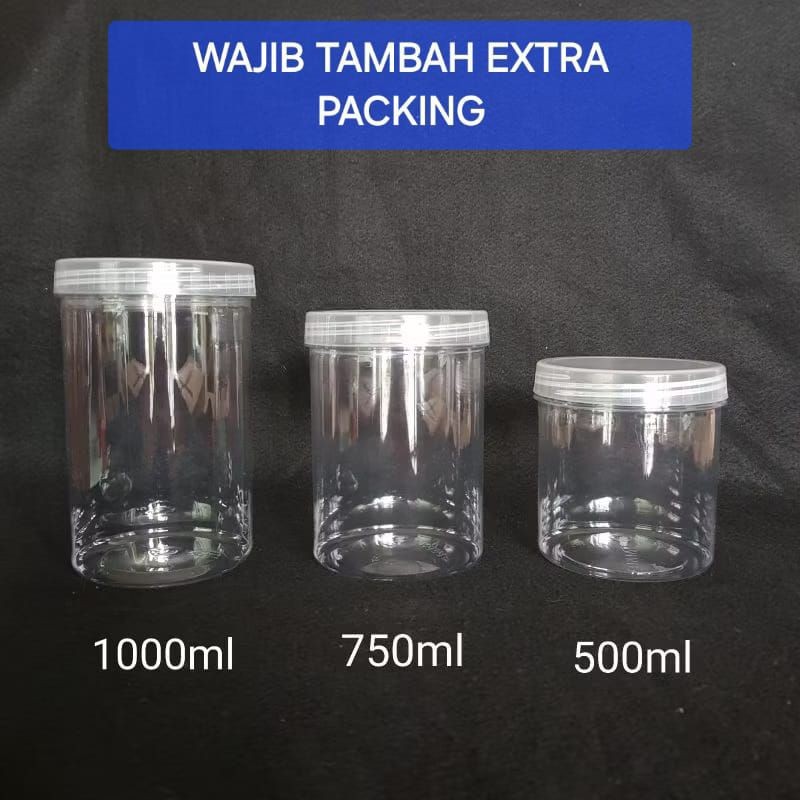 Toples Tabung Cylinder 500ml 750ml 1000ml / Toples Jar Tutup Natural dan Merah / Toples Plastik