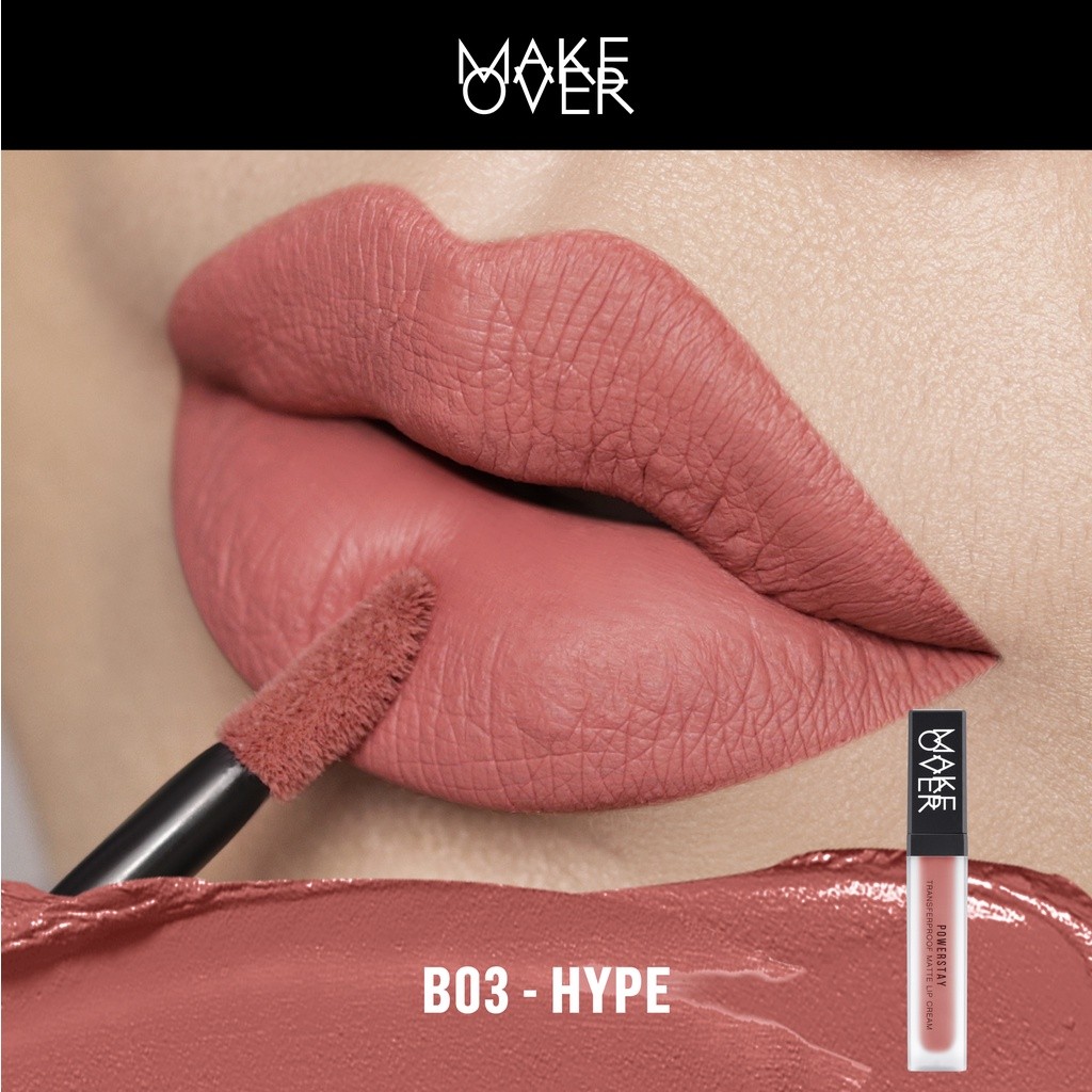 [Gift Not For Sale] MAKE OVER Powerstay Transferproof Matte Lip Cream B03 Hype 7 g (KEMASAN LAMA)
