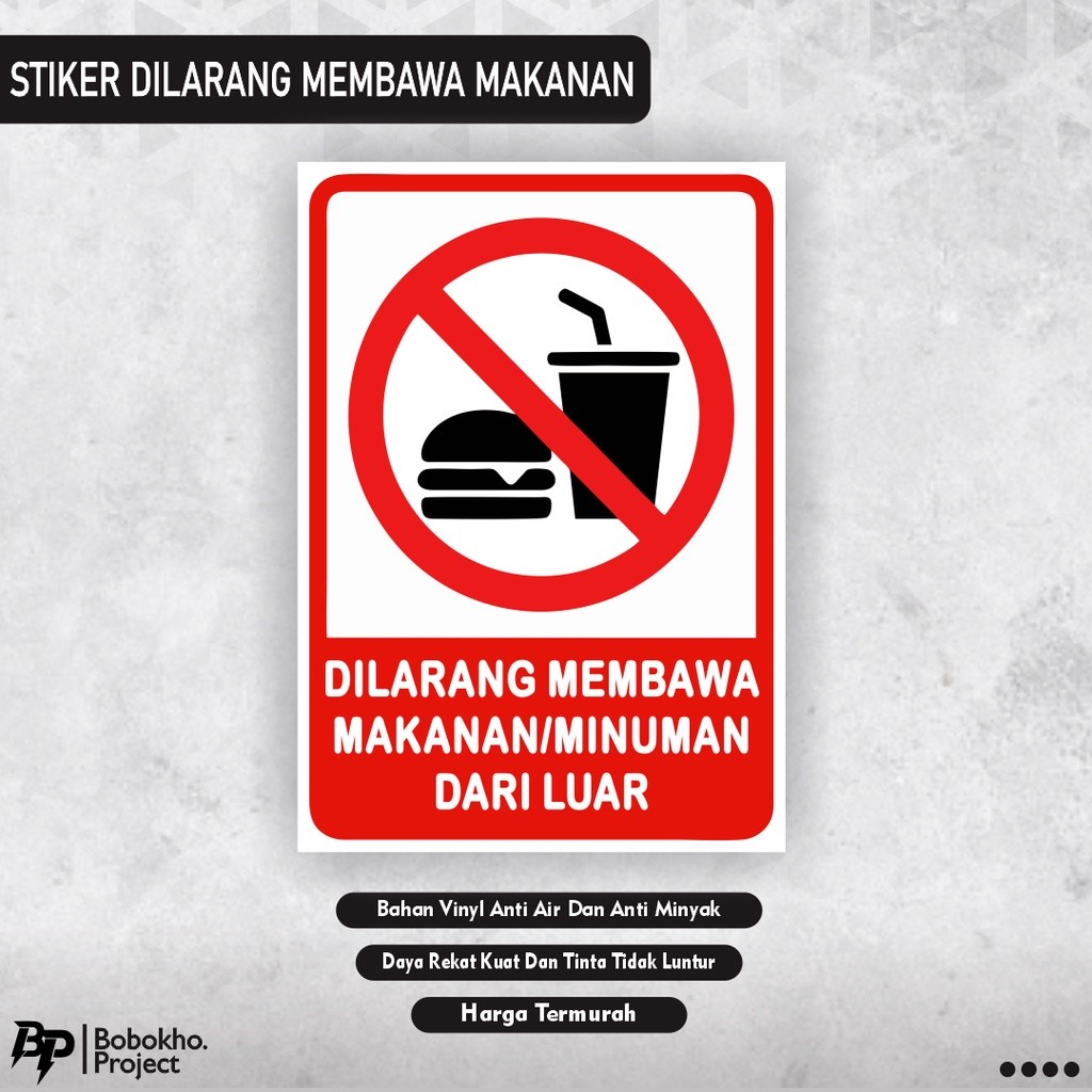 

Sticker Dilarang Membawa Makanan Minuman Dari Luar / Stiker Dilarang Membawa Makanan / Stiker Dilarang Membawa Minuman / Stiker Makanan / Stiker Minuman