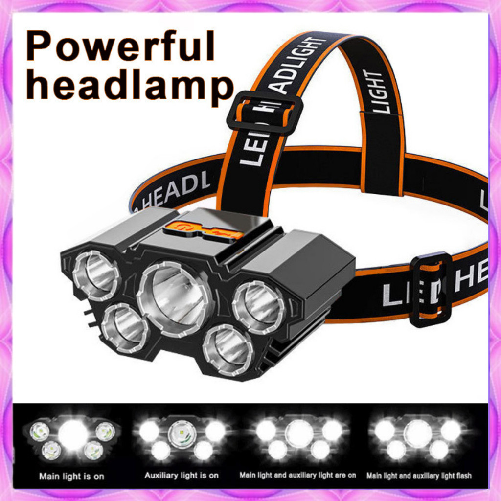 Senter Headlamp Led Senter Kepala 5 lampu Senter Kepala 5 led Senter LED Kepala Headlamp 5 XPG AMARY