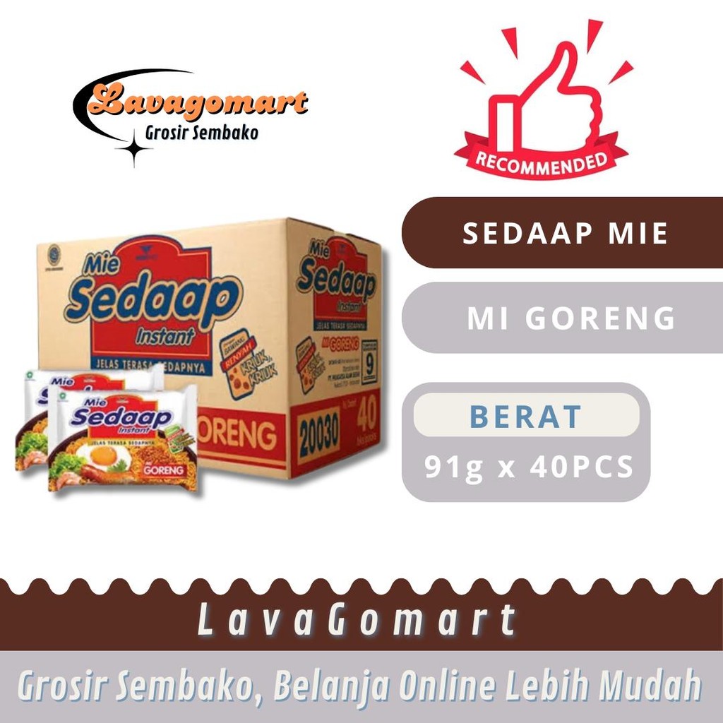 

SEDAAP MIE INSTAN GORENG 91g - 1 DUS - LAVAGOMART - BANDUNG