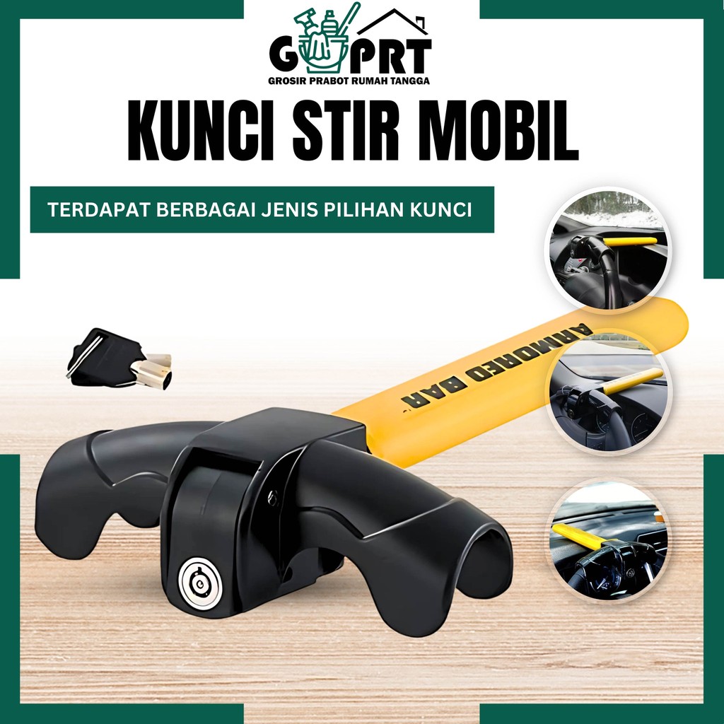 - Kunci Stir Mobil Stang Cagak Pedal Gas Seatbelt T Armored Baseball Pengaman Rem Setir Anti Maling