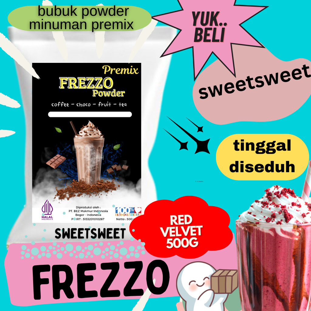 

Sweetsweet Frezzo Bubuk Minuman Red Velvet | Boba Powder Drink 500 G {Bisa COD dan grosir}